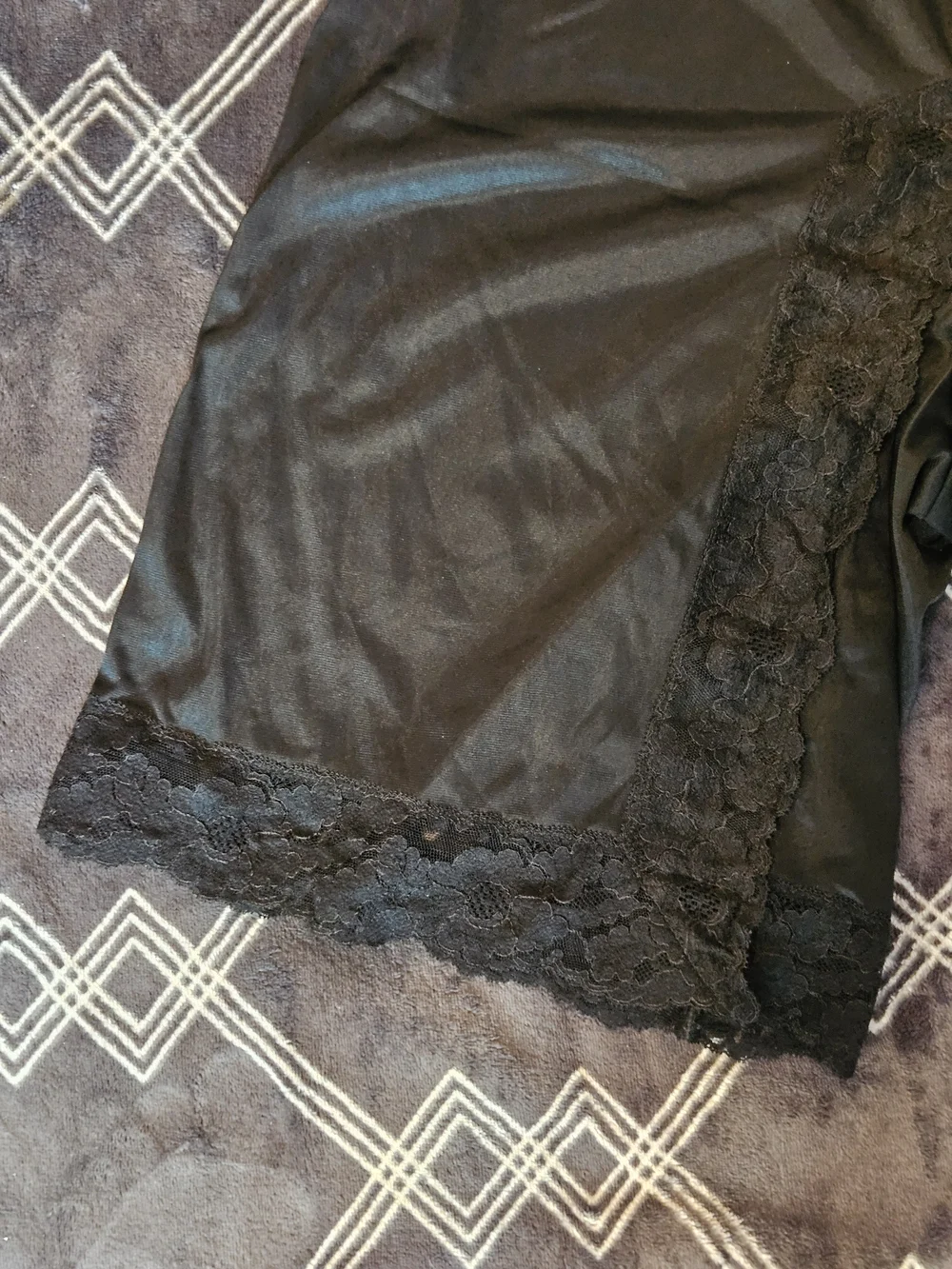 Vintage Lorraine Pettipants Black Lace-Trim Half Slip Shorts for Women